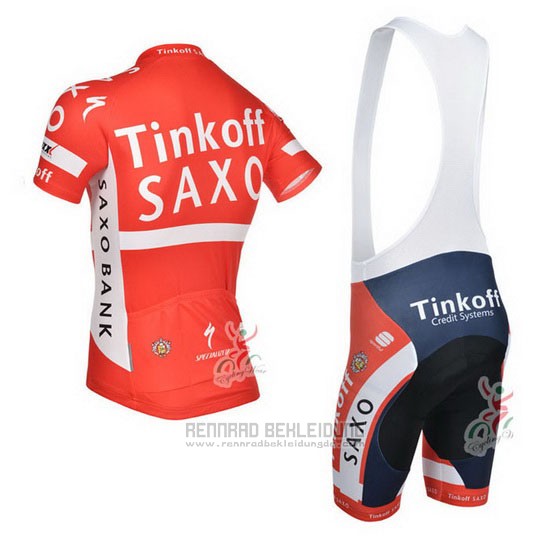 2014 Fahrradbekleidung Tinkoff Saxo Bank Champion Danemark Trikot Kurzarm und Tragerhose